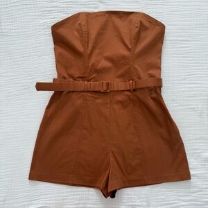 NWT Maeve Rust orange brown STRAPLESS BUSTIER ROMPER SIZE LARGE